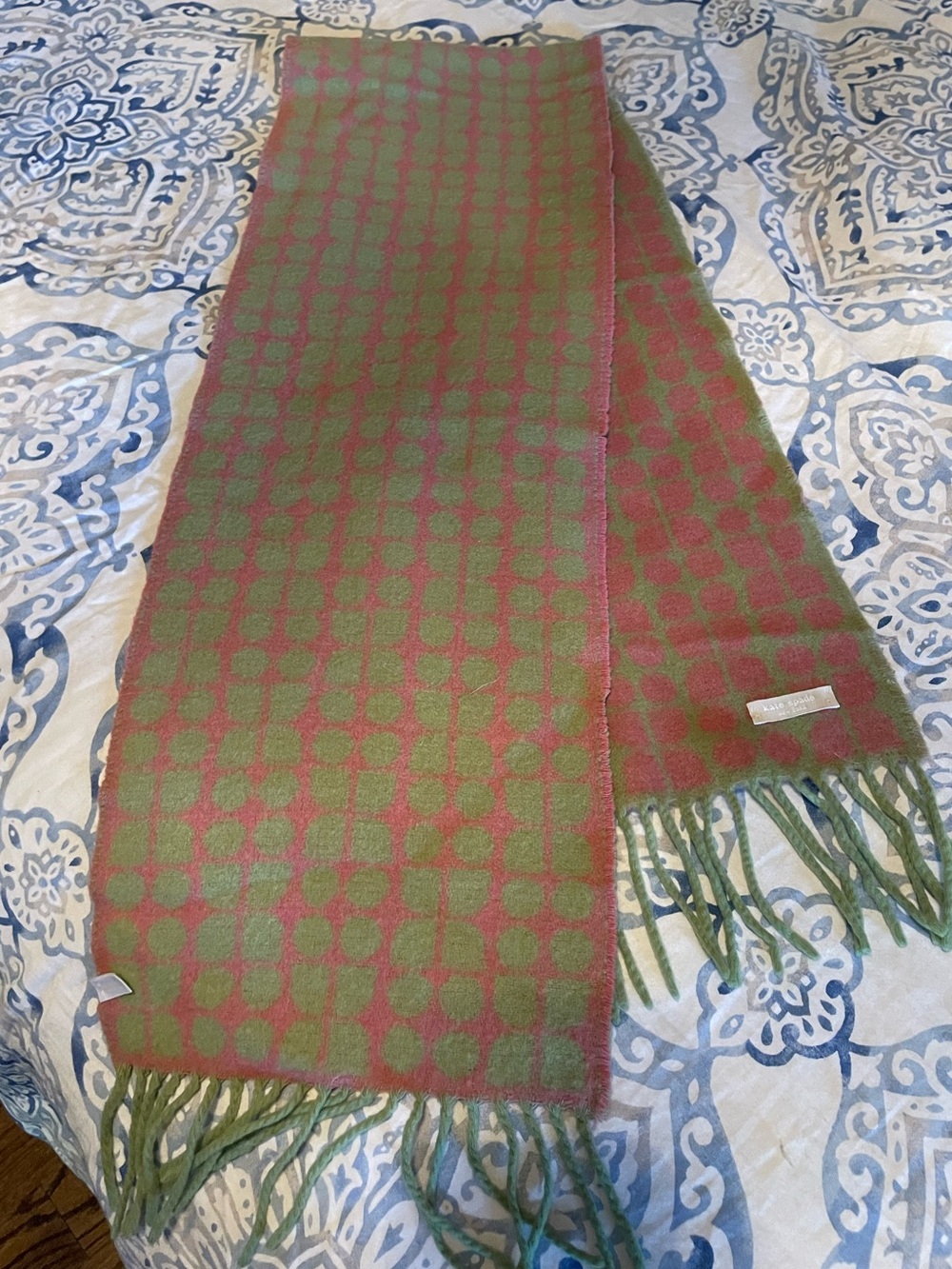 Kate Spade vintage Green and Pink Dot scarf